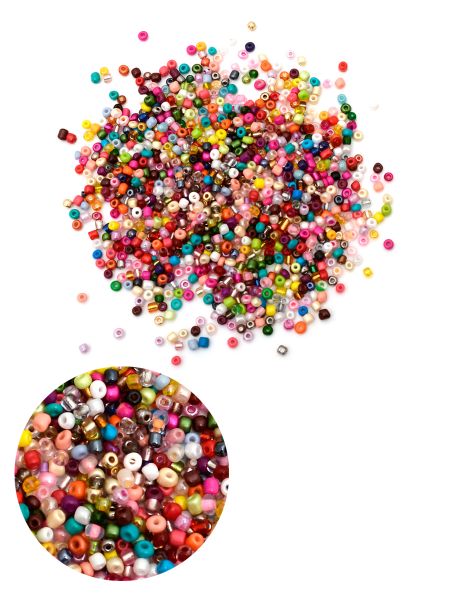 Бисер «Glass bead» разноцветный размер 6 и 12 смесь, фасовка 200 гр
