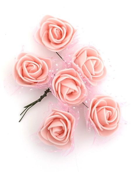 Цветы искусственные «Розы персиковые» упак. 6 шт.