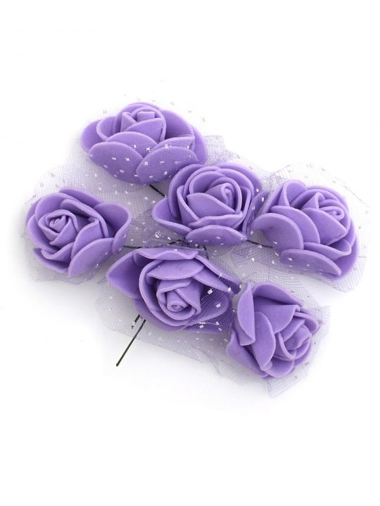 Цветы искусственные «Розы фиолетовые» упак. 6 шт.