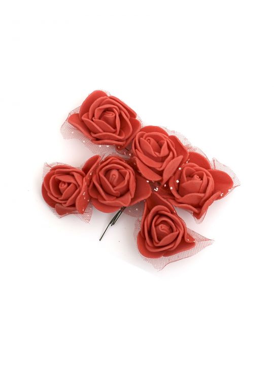 Цветы искусственные «Розы красные» упак. 6 шт.