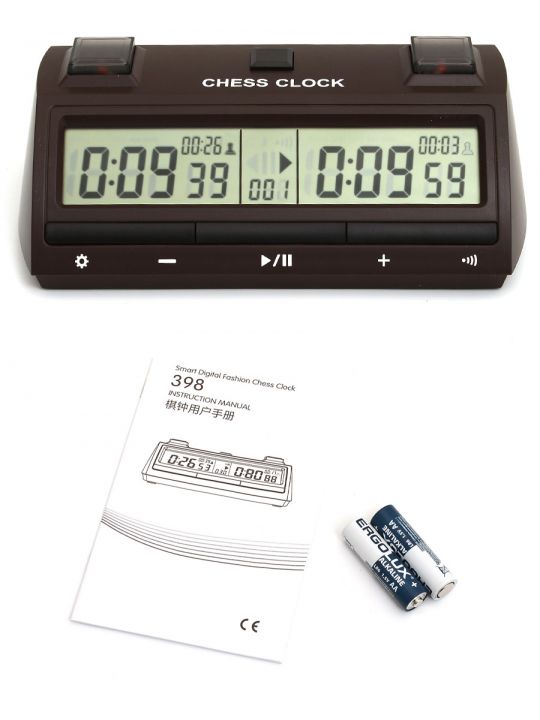 Шахматные часы многофункциональные DT25, инструкция + батарейки, коричневые