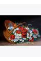 Алмазная мозаика без подрамника «Корзина с цветами» 40x30 см, 30 цветов