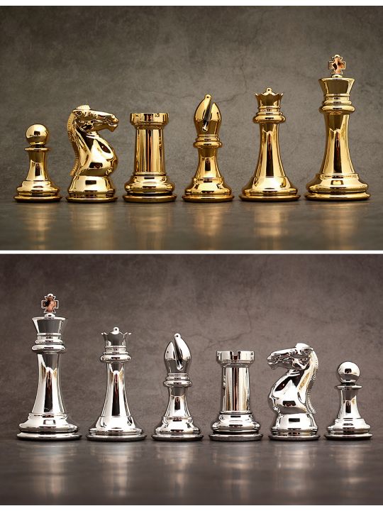 Шахматные фигуры DCP04sg золото-серебро имитация, утяжелённые