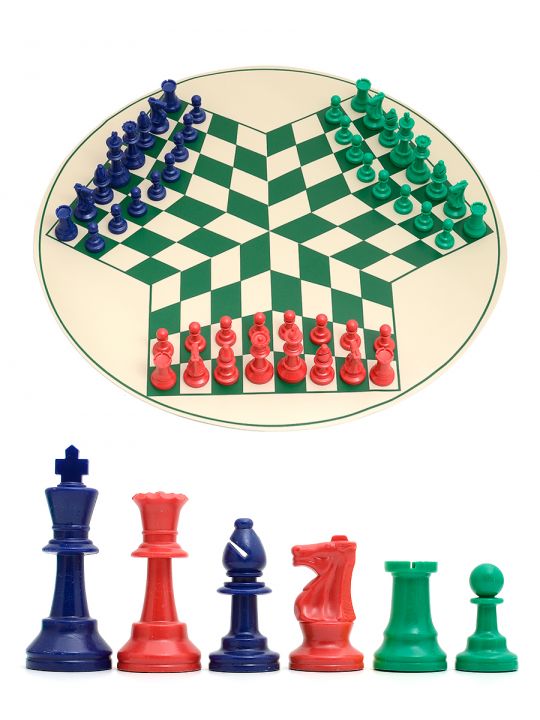 Шахматы «На троих» в тубусе виниловая доска 64 см