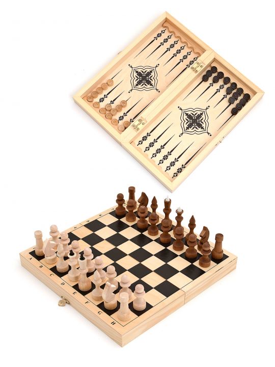 Шахматы, нарды, шашки «Обиходные» 3 в 1 мини парафин 29x29 см