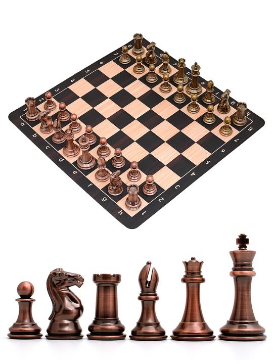 Шахматы «Стаунтон» медь-бронза резиновая доска 51x51 см