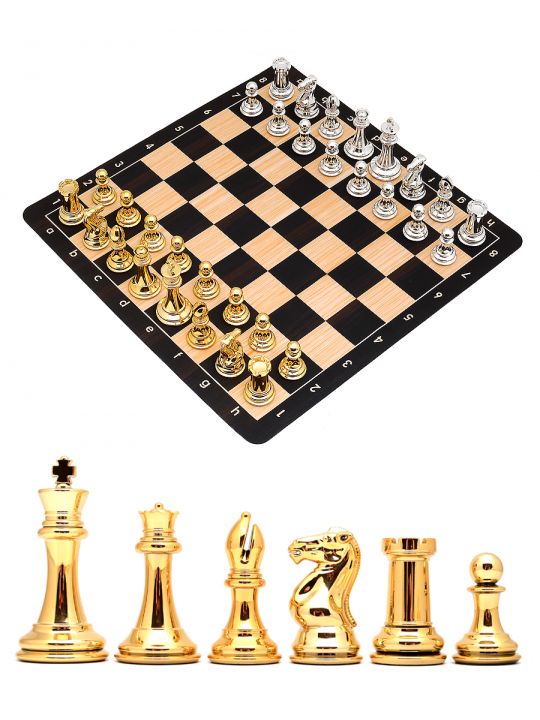 Шахматы «Стаунтон» золото-серебро резиновая доска 51x51 см