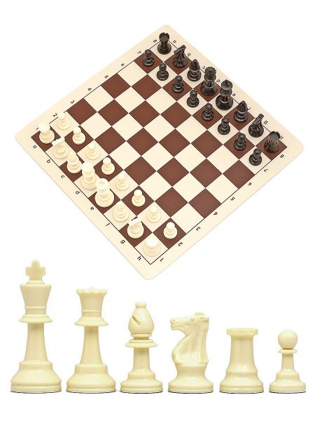 Шахматы «Турнирные-Люкс» коричневая виниловая доска 35x35 см