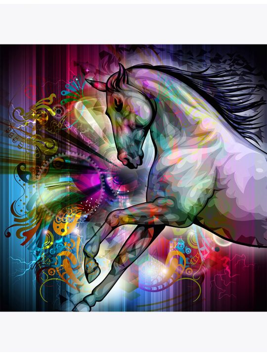 Алмазная мозаика без подрамника «Волшебный конь» 90x90 см, 30 цветов
