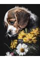 Алмазная мозаика без подрамника «Собака и цветы» 40x30 см