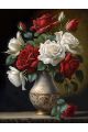 Алмазная мозаика без подрамника «Розы в вазе» 50x40 см, 30 цветов