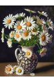 Алмазная мозаика без подрамника «Ромашки в вазе» 50x40 см, 30 цветов