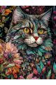 Алмазная мозаика без подрамника «Мифический кот» 40x30 см, 30 цветов