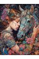 Алмазная мозаика без подрамника «Девушка с лошадью» 40x30 см, 30 цветов