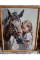 Алмазная мозаика без подрамника «Девочка с лошадью» 50x40 см, 30 цветов