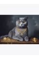 Алмазная мозаика без подрамника «Котик в золоте» 40x30 см, 29 цветов