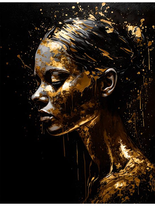 Алмазная мозаика на подрамнике «Девушки в золотой краске» 50x40 см, 30 цветов