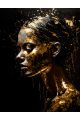 Алмазная мозаика без подрамника «Девушки в золотой краске» 40x30 см, 30 цветов