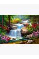 Алмазная мозаика на подрамнике «Горная река в лесу» 90x70 см, 30 цветов