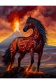Алмазная мозаика без подрамника «Лошадь и взрыв вулкана» 40x30 см, 30 цветов