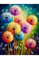 Алмазная мозаика без подрамника «Цветные одуванчики» 50x40 см, 50 цветов