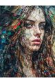 Алмазная мозаика без подрамника «Портрет девушки» 40x30 см, 30 цветов