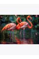 Алмазная мозаика без подрамника «Грациозные фламинго» 40x30 см, 30 цветов