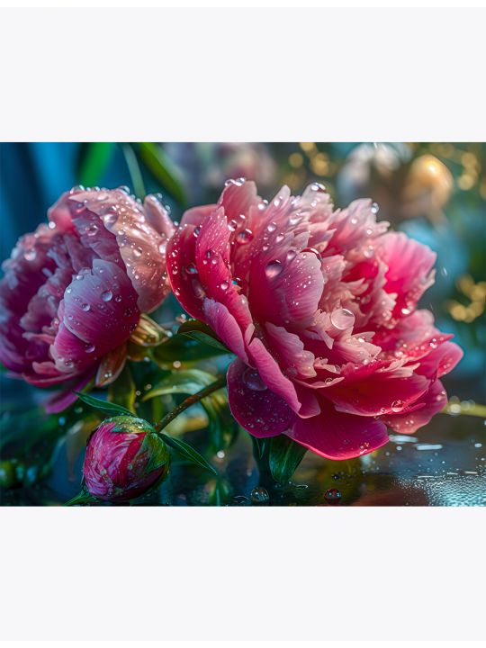 Алмазная мозаика без подрамника «Красивые цветы» 70x50 см, 30 цветов