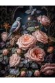 Алмазная мозаика без подрамника «Птица на розе» 50x40 см, 50 цветов