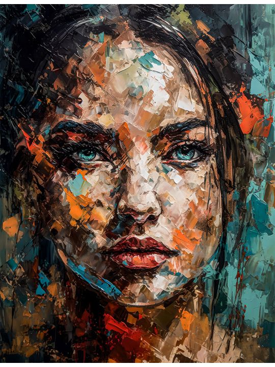 Алмазная мозаика без подрамника «Абстрактный портрет девушки» 90x70 см 50 цветов