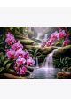 Алмазная мозаика без подрамника «Орхидеи на камнях» 70x50 см, 30 цветов