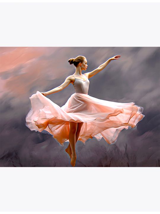 Алмазная мозаика без подрамника «Балерина в танце» 40x30 см, 29 цветов