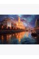 Алмазная мозаика без подрамника «Вечерняя Москва» 130x100 см 50 цветов