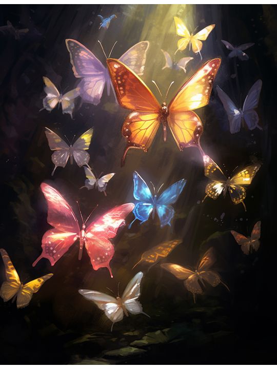 Алмазная мозаика без подрамника «Волшебные бабочки» 70x50 см