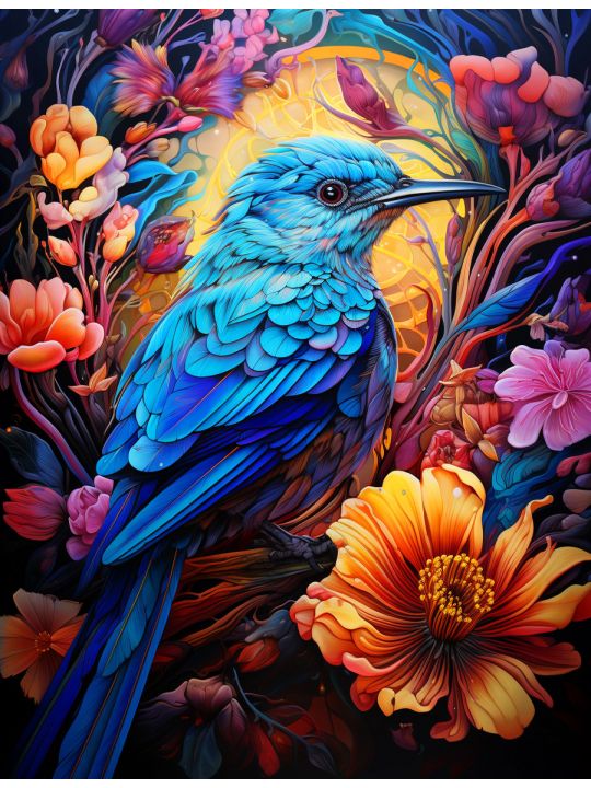 Алмазная мозаика без подрамника «Красивая птица» 50x40 см, 30 цветов