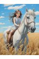 Алмазная мозаика без подрамника «Девочка на лошади» 40x30 см, 49 цветов