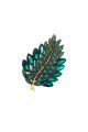 Брошь декоративная "Лист" изумрудный 4x5 см