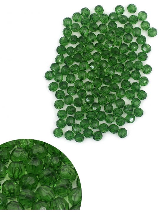 Бусины гранёные, зелёные, диаметр 10 мм. упаковка 250 гр.