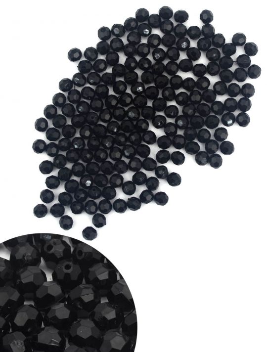 Бусины гранёные, чёрные, диаметр 10 мм. упаковка 250 гр.