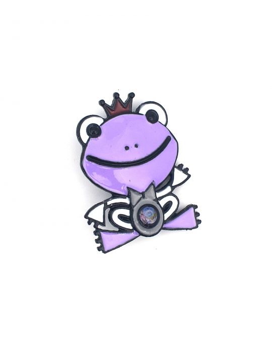 Брошь декоративная "Лягушка" фиолетовая 3x4 см