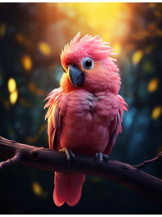 Алмазная мозаика без подрамника «Розовый попугай » 40x30 см, 30 цветов