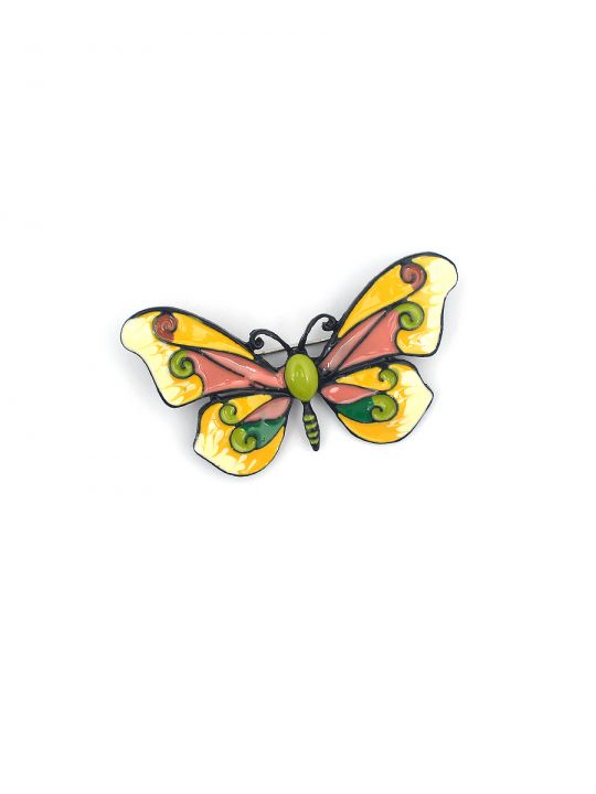 Брошь декоративная "Бабочка 4" желтая 3x6 см