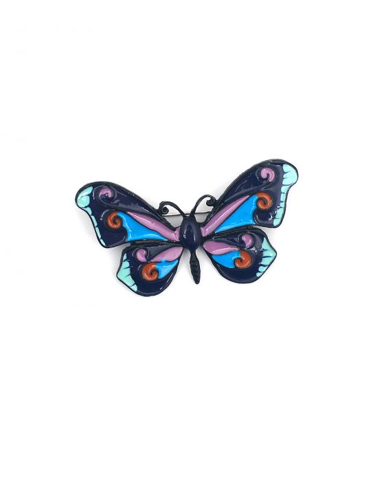 Брошь декоративная "Бабочка 4" фиолетовая 3x6 см