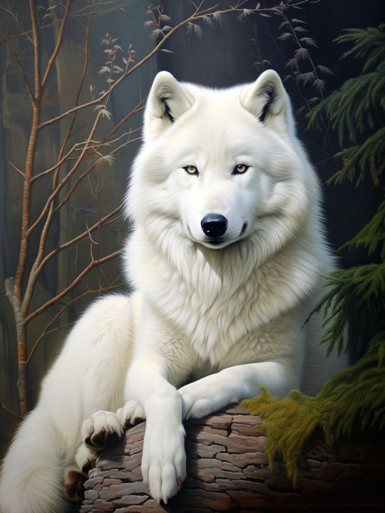 Алмазная мозаика без подрамника «Волк» 50x40 см, 50 цветов