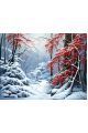 Алмазная мозаика без подрамника «Заснеженная рябина» 130x100 см, 50 цветов