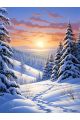 Алмазная мозаика на подрамнике «Зимний закат» 90x70 см, 49 цветов