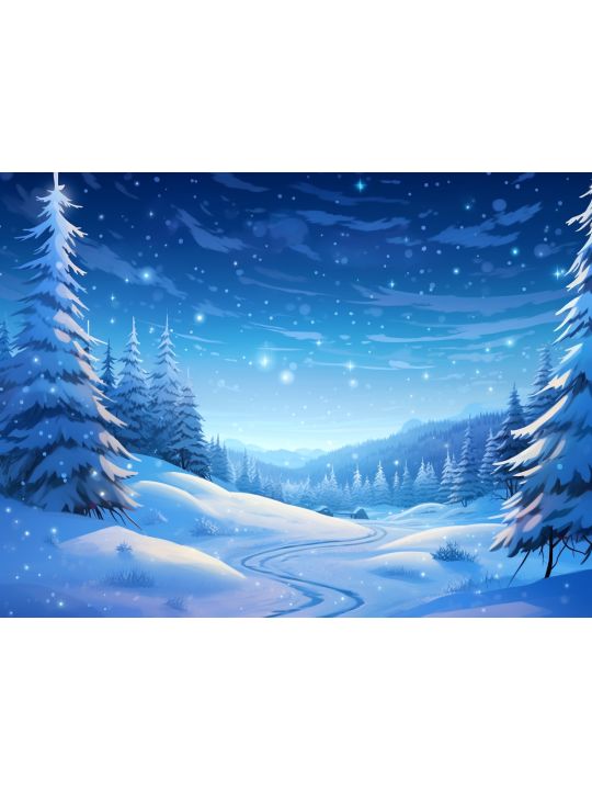 Алмазная мозаика без подрамника «Зимний вечер» 25x20 см, 30 цветов