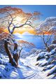 Алмазная мозаика без подрамника «Замёрзшее озеро» 50x40 см, 50 цветов