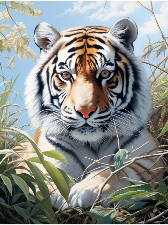 Алмазная мозаика на подрамнике «Тигр» 40x30 см, 50 цветов