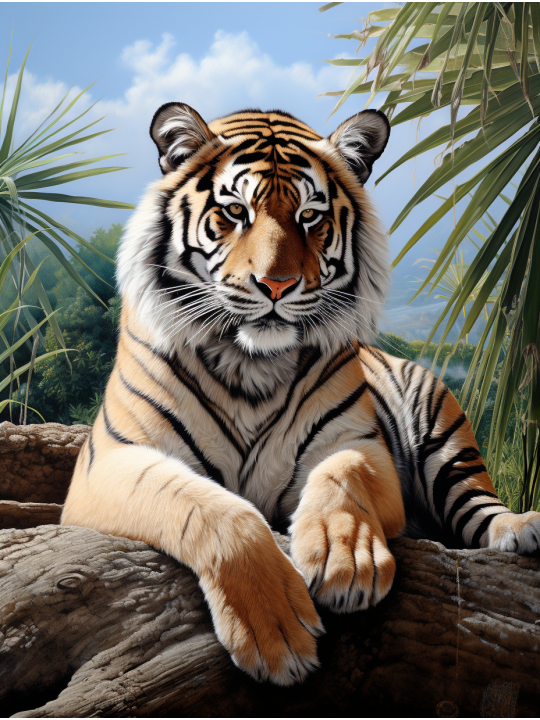 Алмазная мозаика без подрамника «Тигр» 50x40 см, 50 цветов